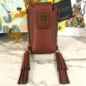 NWT Rachel Zoe Leather Boho Phone Crossbody with Tassels
